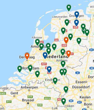 Locaties waar de teams van Binnenwerk gevestigd zijn - begin 2021