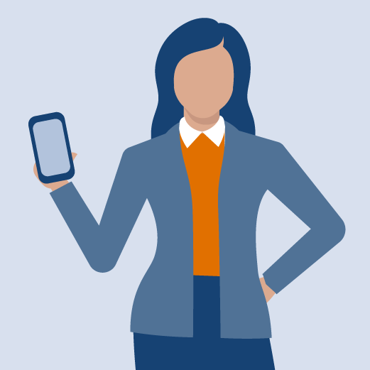vrouw met telefoon in hand
